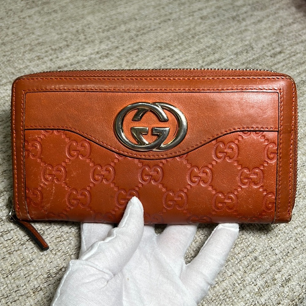 Authentic Camel Gucci Guccisima Long Zippy Wallet